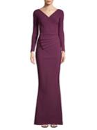 Chiara Boni La Petite Robe Long-sleeve V-neck Gown