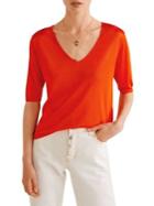Mango Short-sleeve Ridge-trimmed Sweater
