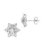 Lord & Taylor Diamond And Sterling Silver Flower Stud Earrings