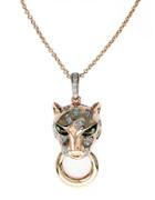 Effy Signature 14k Rose Gold Diamond And Tsavorite Panther Pendant Necklace