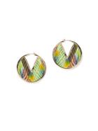 Vince Camuto Psychotropic Fashion Crystal And Leather Hoop Earrings
