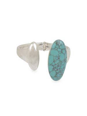 Robert Lee Morris Soho Turks & Beads Silvertone And Turquoise Cuff Bracelet