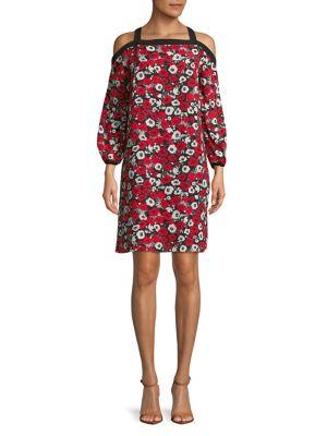 Jones New York Floral Cold-shoulder Dress
