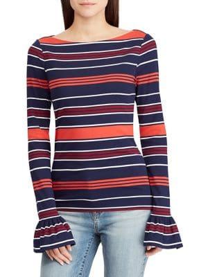 Lauren Ralph Lauren Striped Bell-sleeve Tee