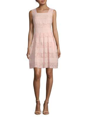 Karl Lagerfeld Paris Striped Lace A-line Dress