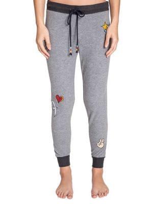 Pj Salvage Embroidered Heathered Drawstring Pants