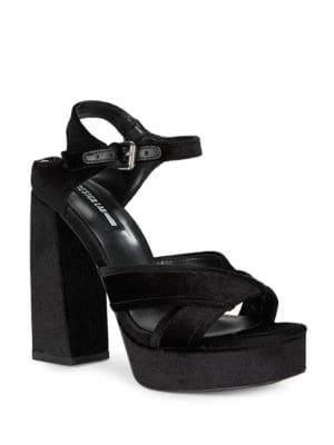 Design Lab Sole Velvet Platform Heels