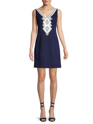 Eliza J Petite Lace-trim V-neck Sheath Dress