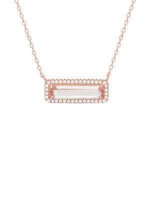 Lord & Taylor 14k Rose Goldplated Sterling Silver & Crystal Bar Pendant Necklace