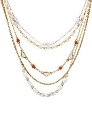 Lucky Brand Hacienda Heat Two-tone Beaded Layered Choker Necklace