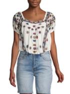 Free People Aurora Embroidered Crop Top