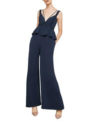 Bcbgmaxazria Sleeveless Wide-leg Peplum Jumpsuit