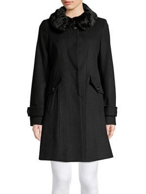 Tahari Faux-fur Trimmed Coat