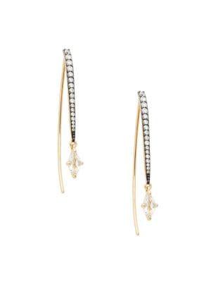 Nadri Goldtone Pave & White Topaz Drop Earrings