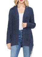 Vince Camuto Sapphire Sheen Fringed Cardigan