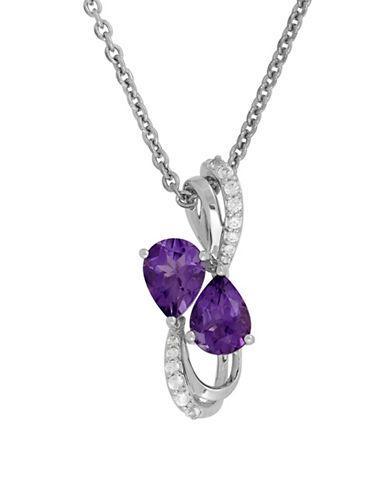 Lord & Taylor Amethyst, White Topaz And Sterling Silver Pendant Necklace
