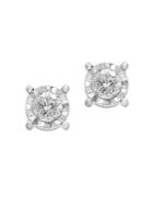 Effy Pave Classica Diamond And 14k White Gold Stud Earrings
