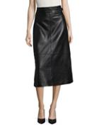 French Connection Fit Waist Leather Midi Skirt