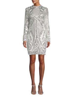 Quiz Long-sleeve Sequined Dress