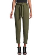 Pink Dot Textured Paperbag Cropped Pants