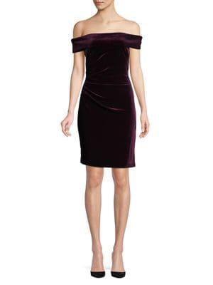 Vince Camuto Off-the-shoulder Velvet Sheath Dress