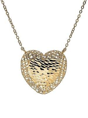 Lord & Taylor 14k Yellow Gold 3d Layered Heart Pendant Necklace