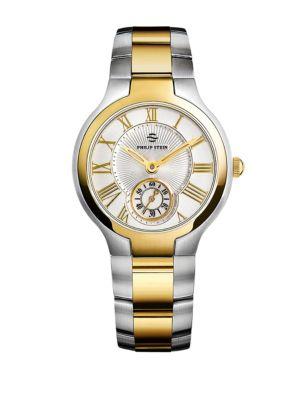 Phillip Stein Ladies Small Two-tone Gold Plated Round Watch