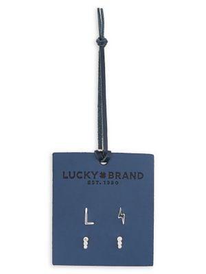 Lucky Brand Official Initial Set-of-2 Silvertone Earrings