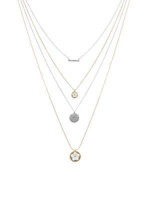 Lucky Brand Floral Tribes Two-tone Beaded Layered Necklace