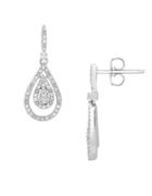Lord & Taylor Diamond And Sterling Silver Drop Earrings
