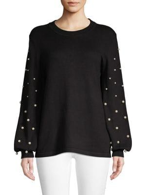 Karl Lagerfeld Paris Embellished Bishop-sleeve Sweater