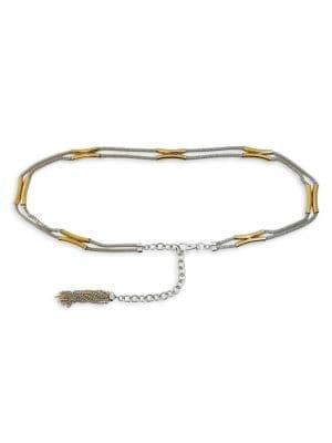 Fashion Focus Two-tone Mesh & Chain Belt