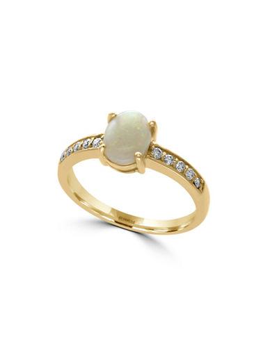 Effy Aurora 0.14tcw Diamonds, Opal And 14k Yellow Gold Ring