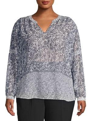 Vince Camuto, Plus Size Plus Dotted Pattern Blouse