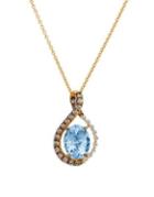 Le Vian Chocolatier Vanilla Diamonds, Chocolate Diamonds, Sea Blue Aquamarine & 14k Strawberry Gold Faceted Pendant Necklace