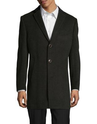 Tallia Orange Wool-blend Velvet Trim Herringbone Topcoat