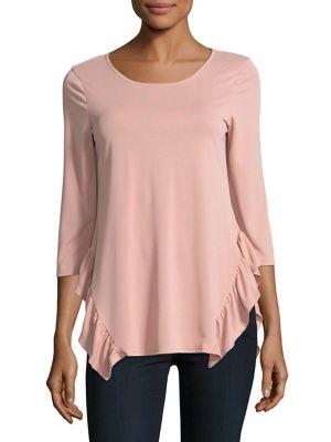Design Lab Lord & Taylor Three-quarter Ruffle-hem Top