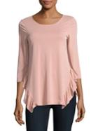 Design Lab Lord & Taylor Three-quarter Ruffle-hem Top