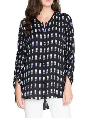 Nic+zoe Printed Split-neck Top