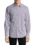 Perry Ellis Checkered Plaid Casual Button-down Shirt
