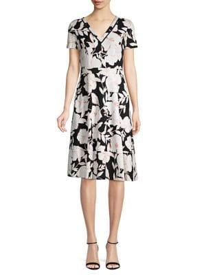 Karl Lagerfeld Paris Floral V-neck A-line Dress