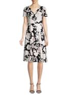 Karl Lagerfeld Paris Floral V-neck A-line Dress