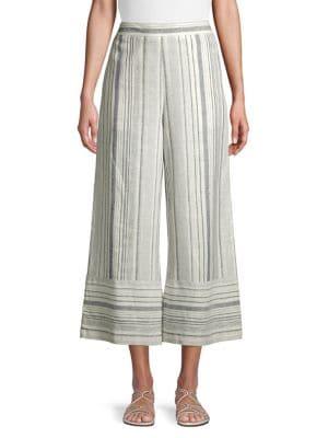 Lord & Taylor Petite Striped Wide-leg Pants