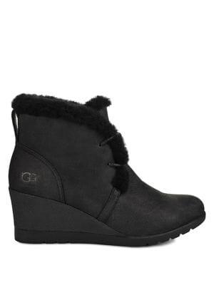 Ugg Jeovana Sheepskin-lined Leather Wedge Booties