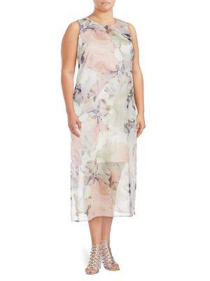 Vince Camuto Plus Sleeveless Floral Dress