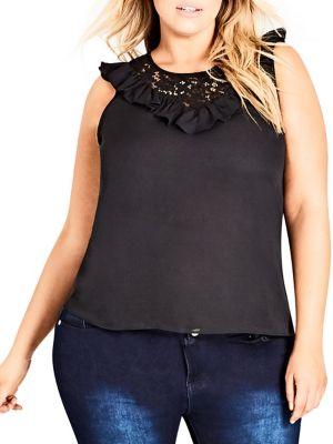 City Chic Plus Lace Romance Shirt