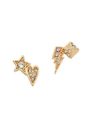 Karl Lagerfeld Paris Mini Goldtone Rocky Multi-charm Stud Earrings