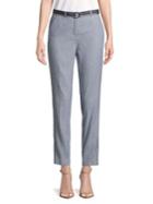 T Tahari Belted Striped Linen-blend Pants