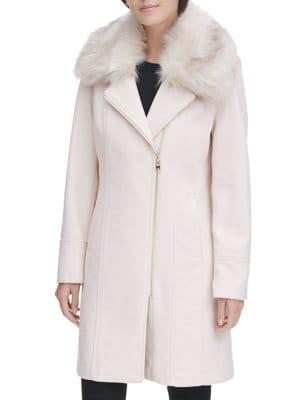 Karl Lagerfeld Paris Faux Fur-trimmed Coat