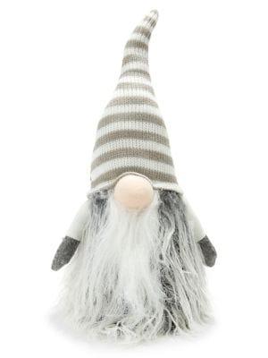 Glucksteinhome Faux Fur-trim Striped Hat Gnome Figurine